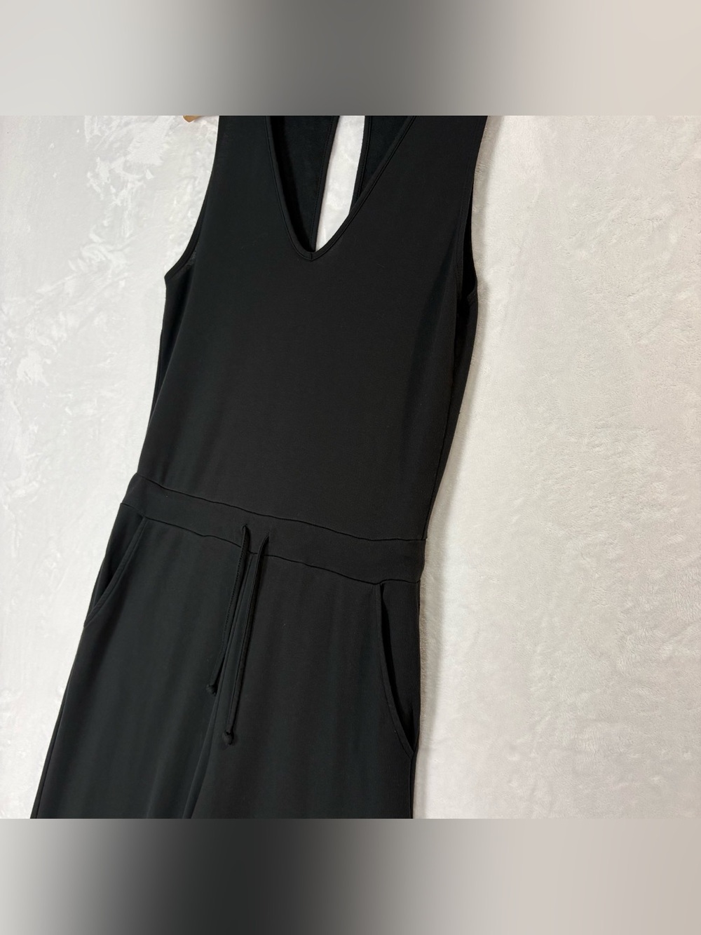 Quince Jumpsuit Black French Terry Modal Sz M Romper Quiet Luxury Wide Leg Crop - Picture 10 of 15
